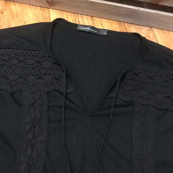 Black long sleeve pull over with tassel ties &lace - Picture 4 of 5